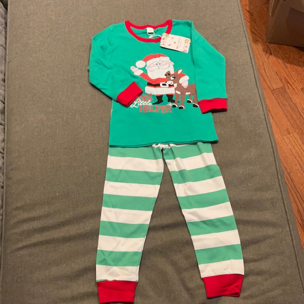Santa’s Little Helper size 4-5 years Christmas pajamas NWT